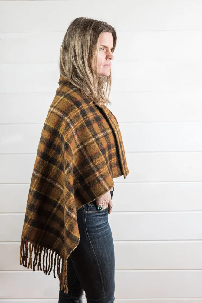 Wool Plaid Poncho