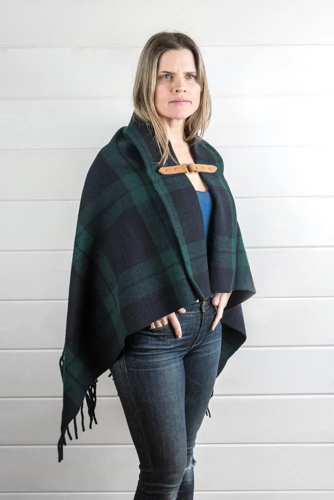 Wool Plaid Poncho