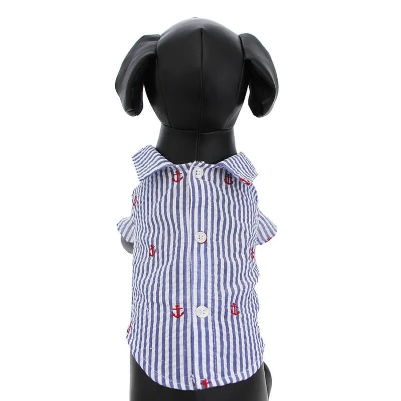 Worthy Dog Shirt Navy Stripe Anchor - 40% OFF!!!
