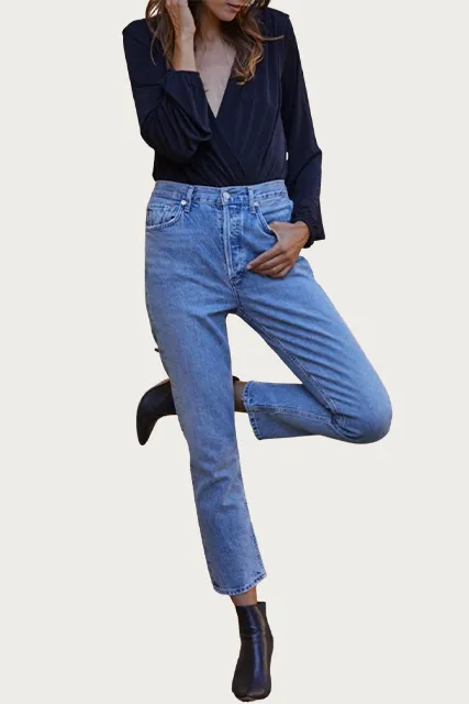WRAP-EFFECT STRETCH-JERSEY BODYSUIT