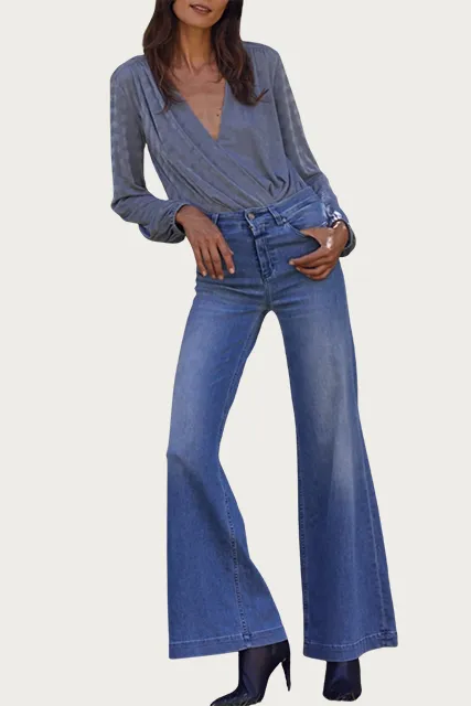 WRAP-EFFECT STRETCH-JERSEY BODYSUIT
