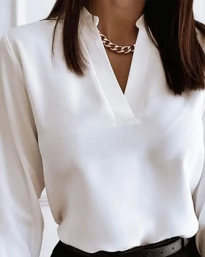 Xieyinshe - Casual Long Sleeve V-Neck Top