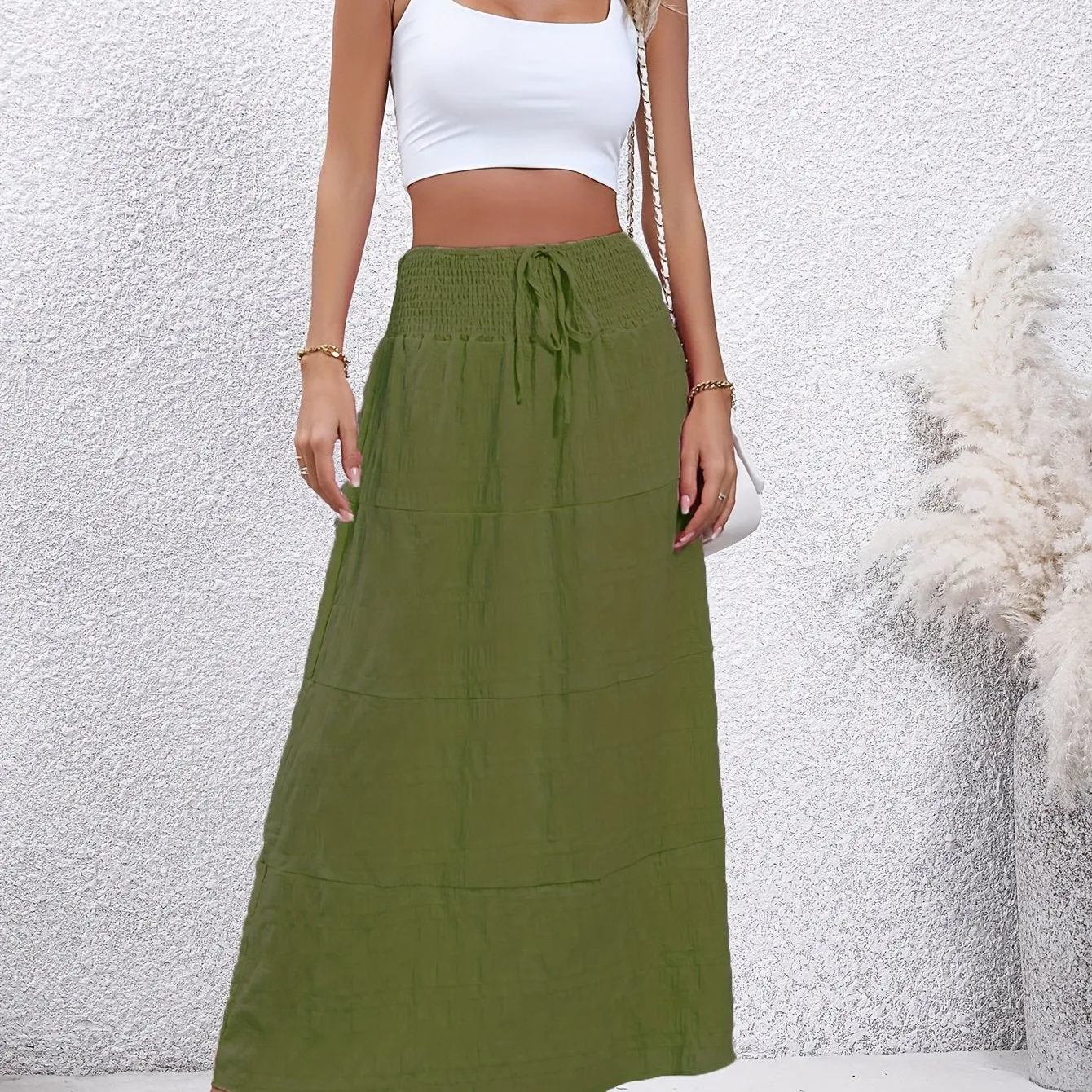 xieyinshe  Casual Loose Simple Solid High Waist Fashion Skirts, Women's Clothing