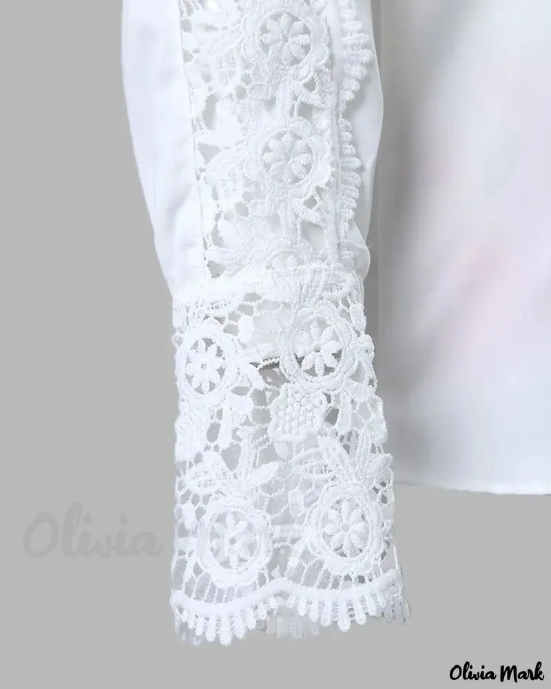 Xieyinshe - Floral Print Contrast Lace Long Sleeve Top