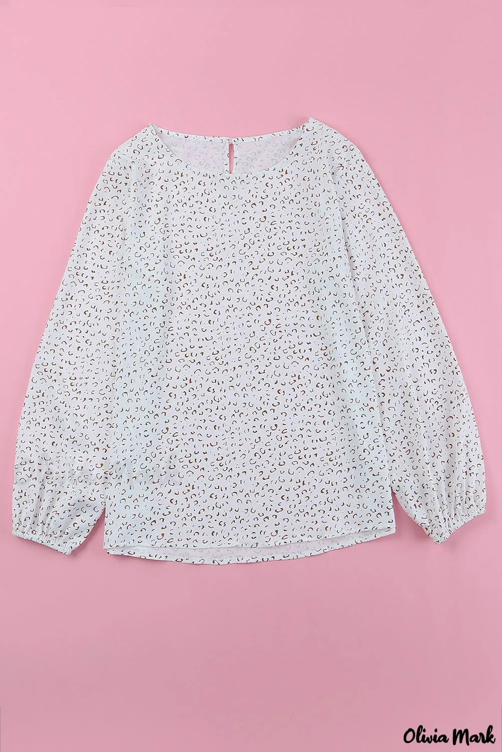 Xieyinshe - Leopard Long Sleeve Round Neck Blouse