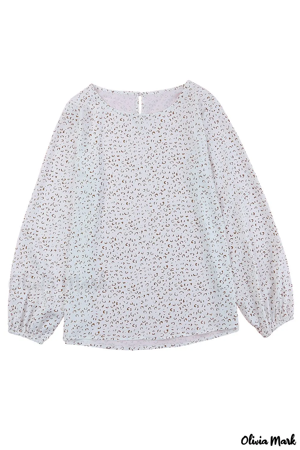 Xieyinshe - Leopard Long Sleeve Round Neck Blouse