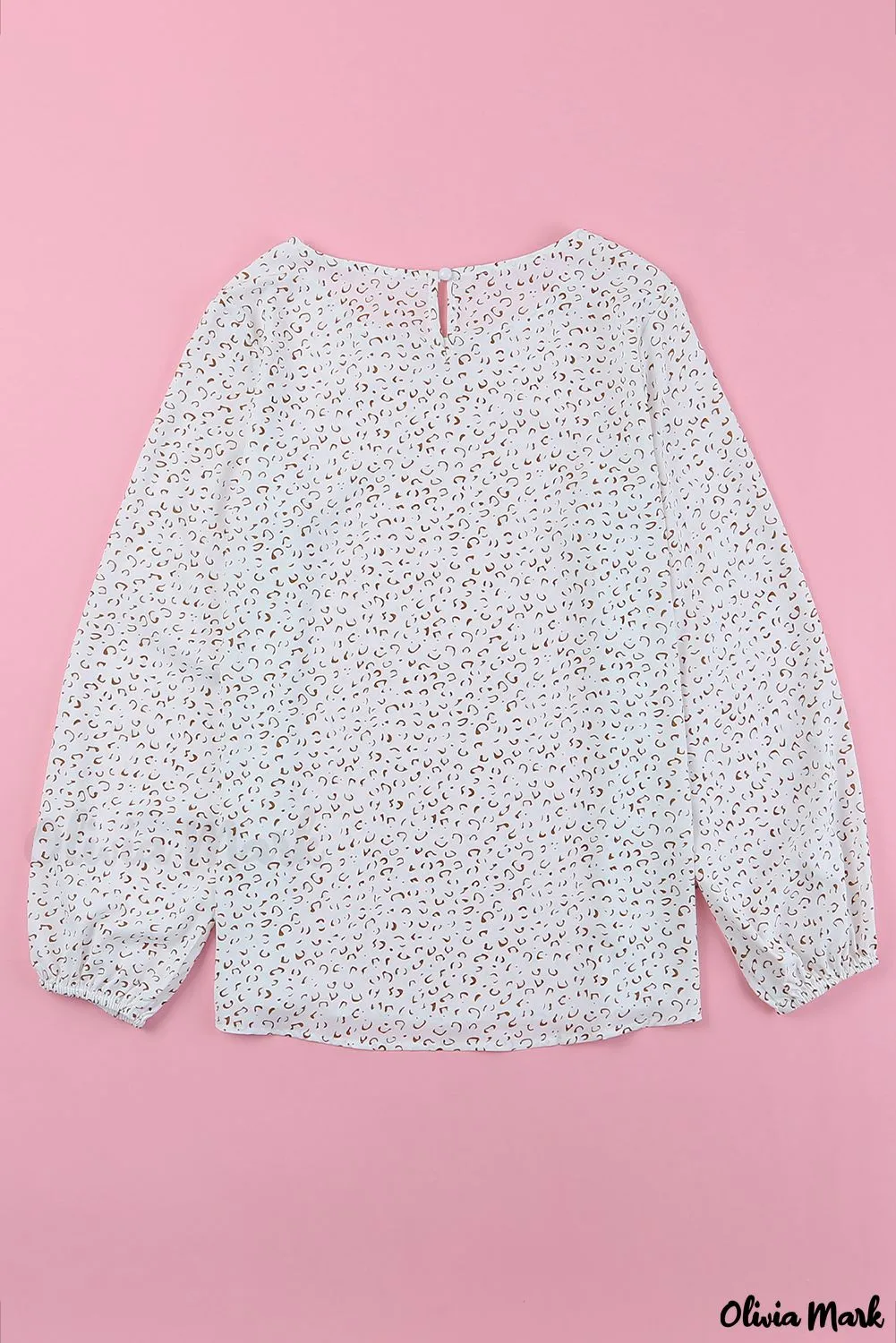 Xieyinshe - Leopard Long Sleeve Round Neck Blouse