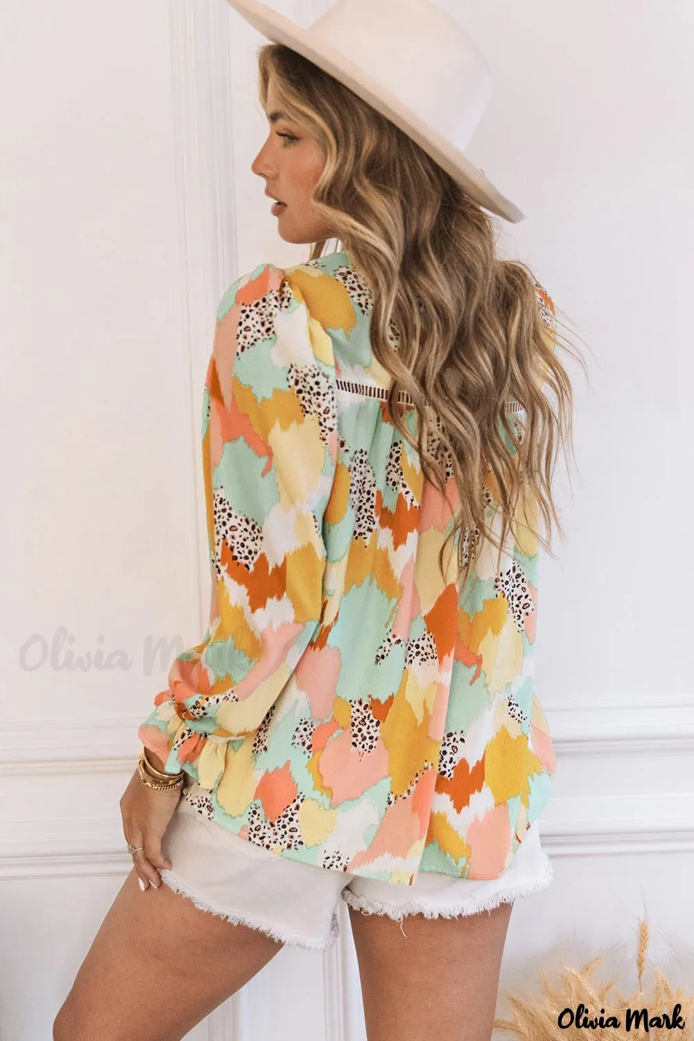 Xieyinshe - Multicolor Abstract Print Long Sleeve Blouse