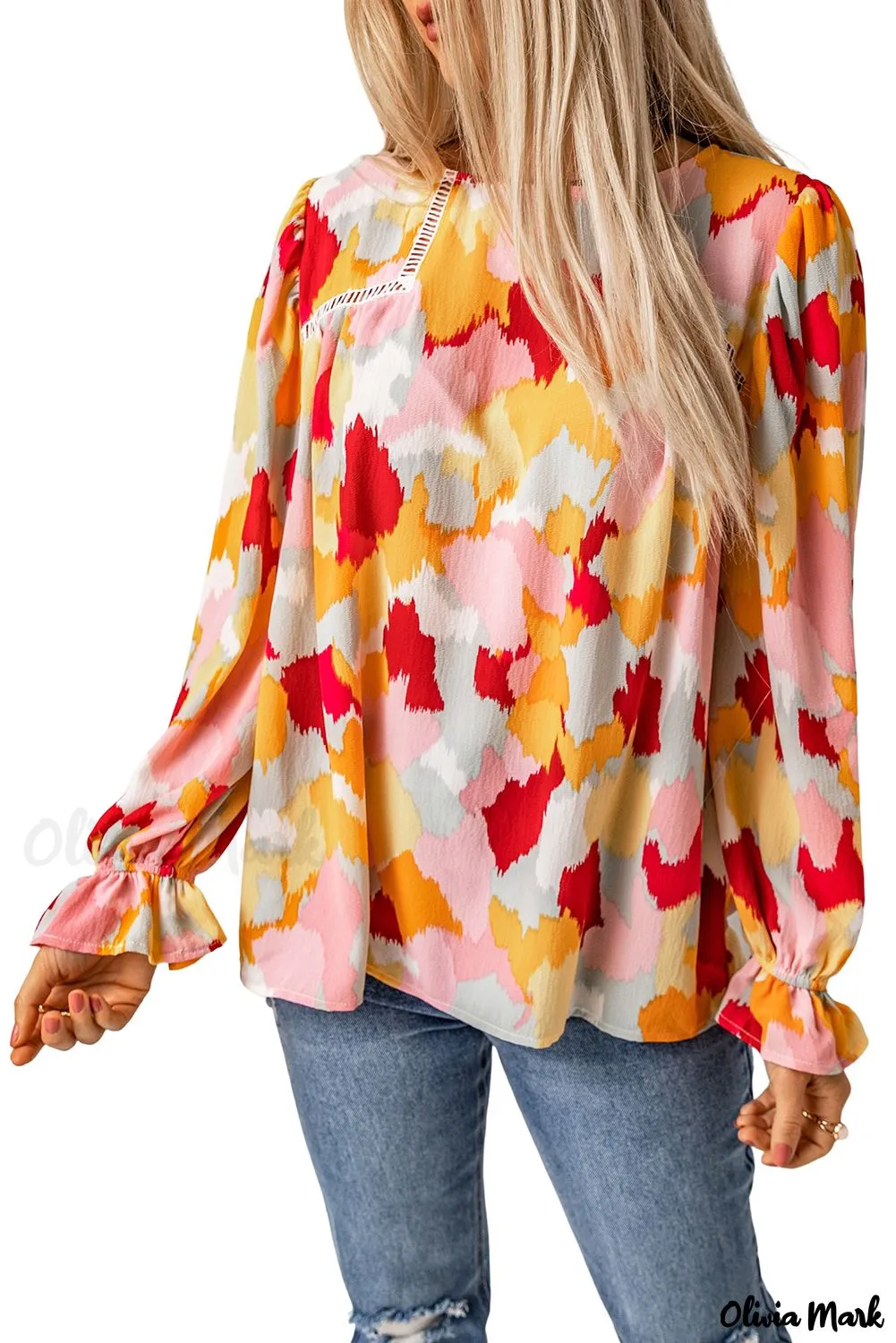 Xieyinshe - Multicolor Abstract Print Long Sleeve Blouse