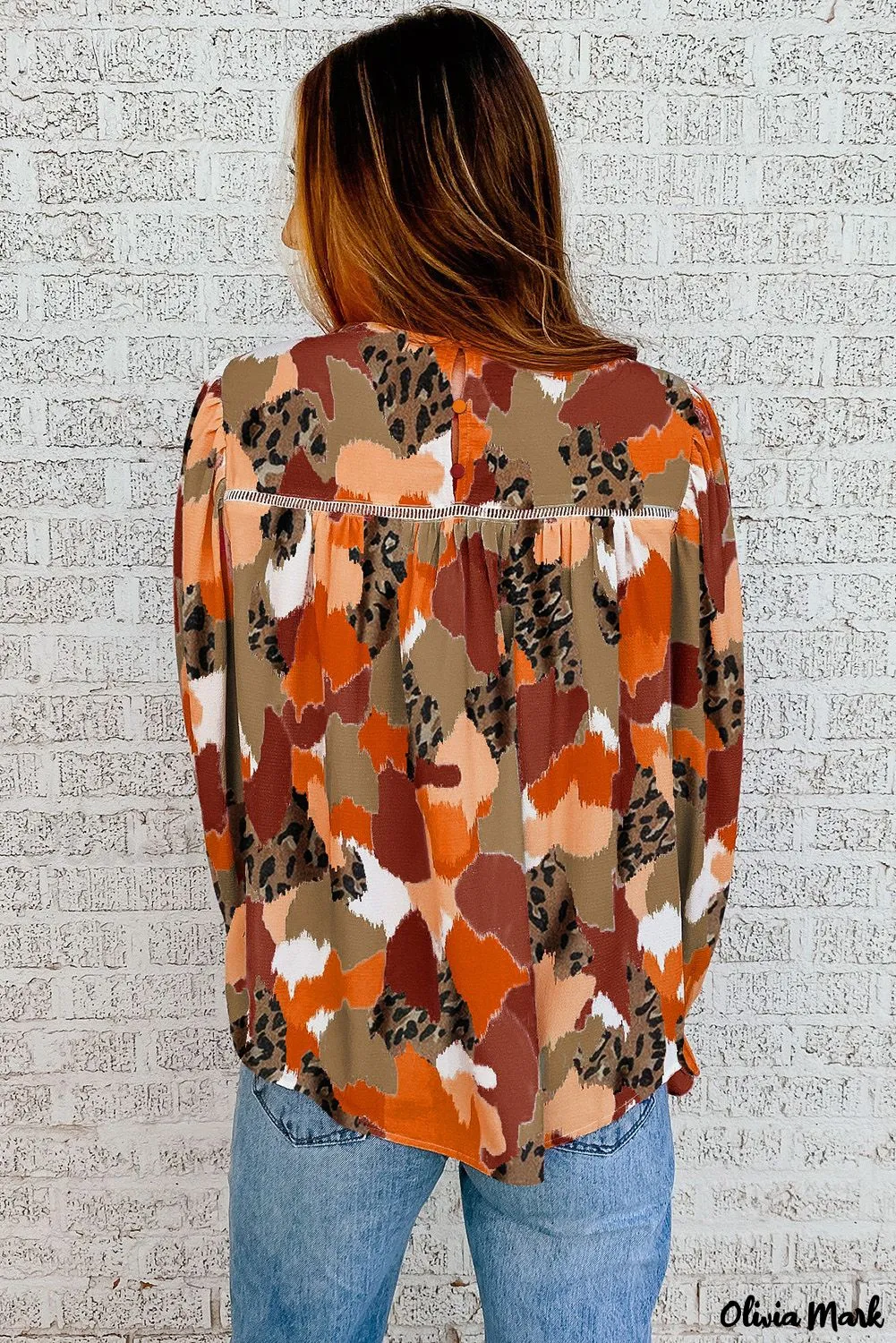 Xieyinshe - Multicolor Abstract Print Long Sleeve Blouse