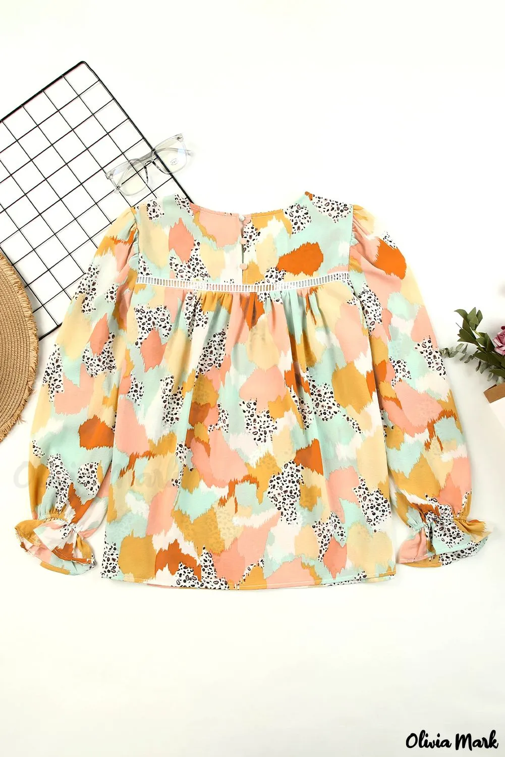 Xieyinshe - Multicolor Abstract Print Long Sleeve Blouse