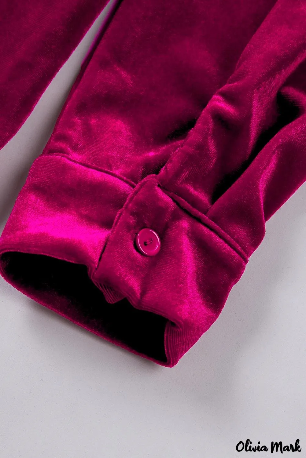 Xieyinshe - Navy Velvet Button Pocket Long Sleeve Shirt