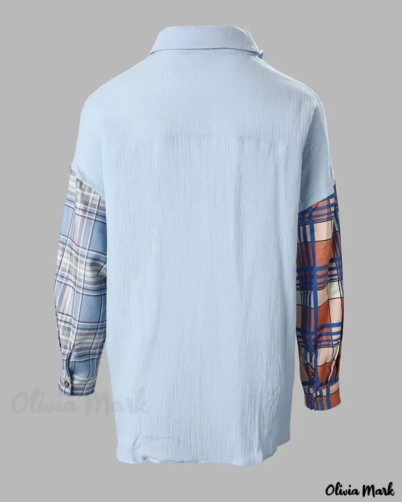 Xieyinshe - Plaid Print Long Sleeve Button-Up Shirt