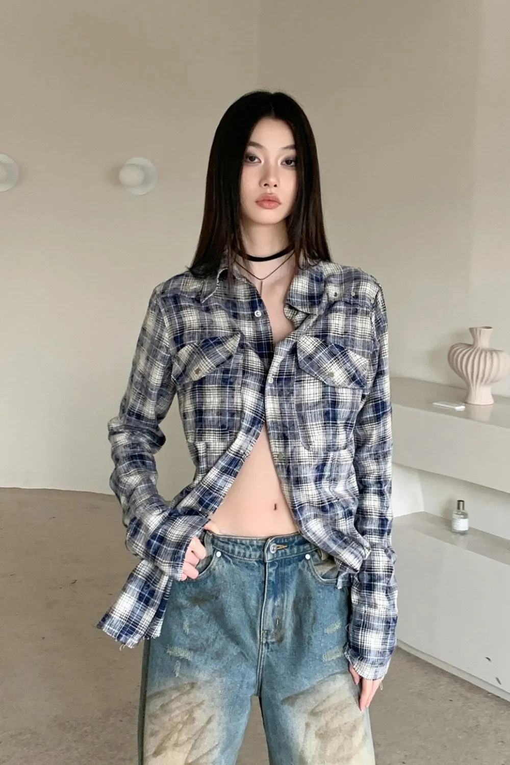 Y2K Casual Plaid Shirt
