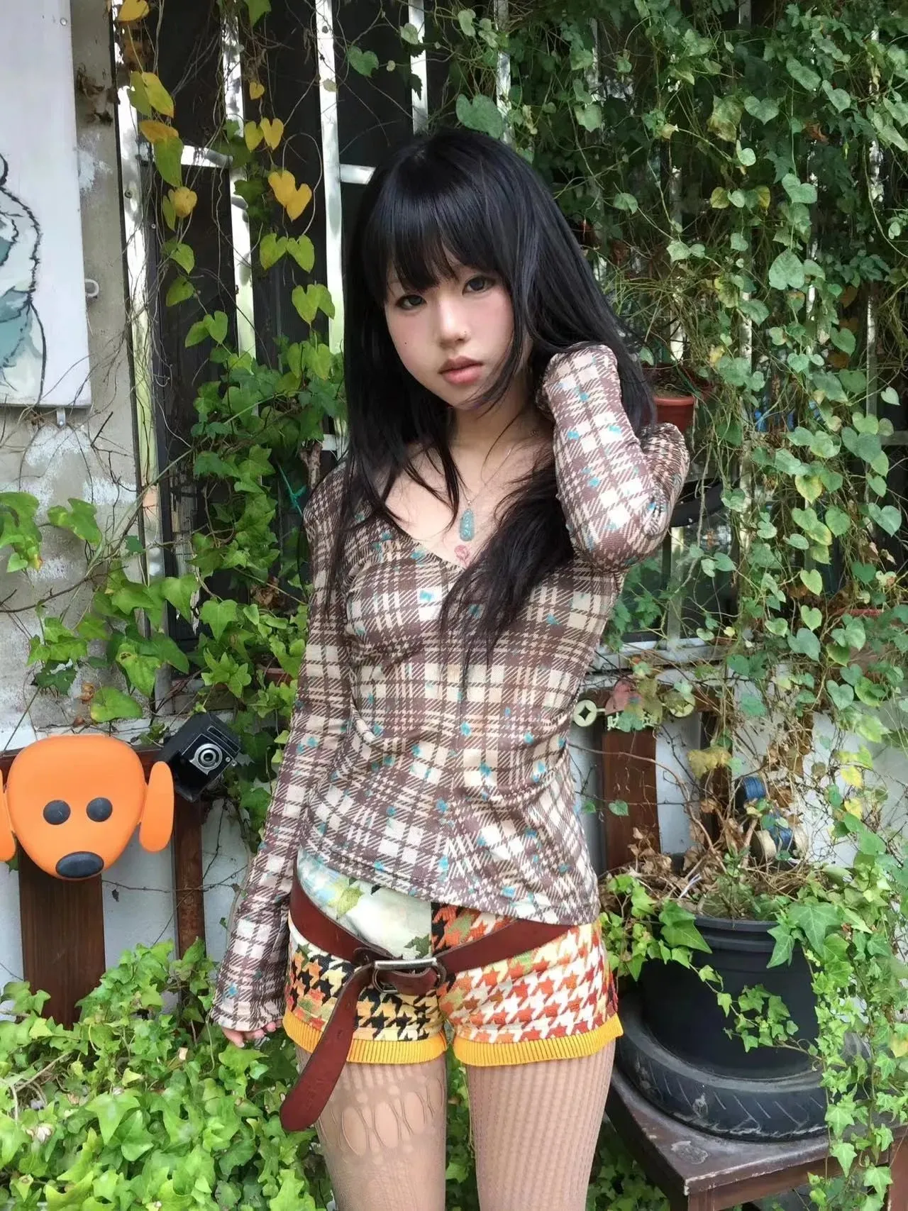 Y2K Plaid Blouse Top