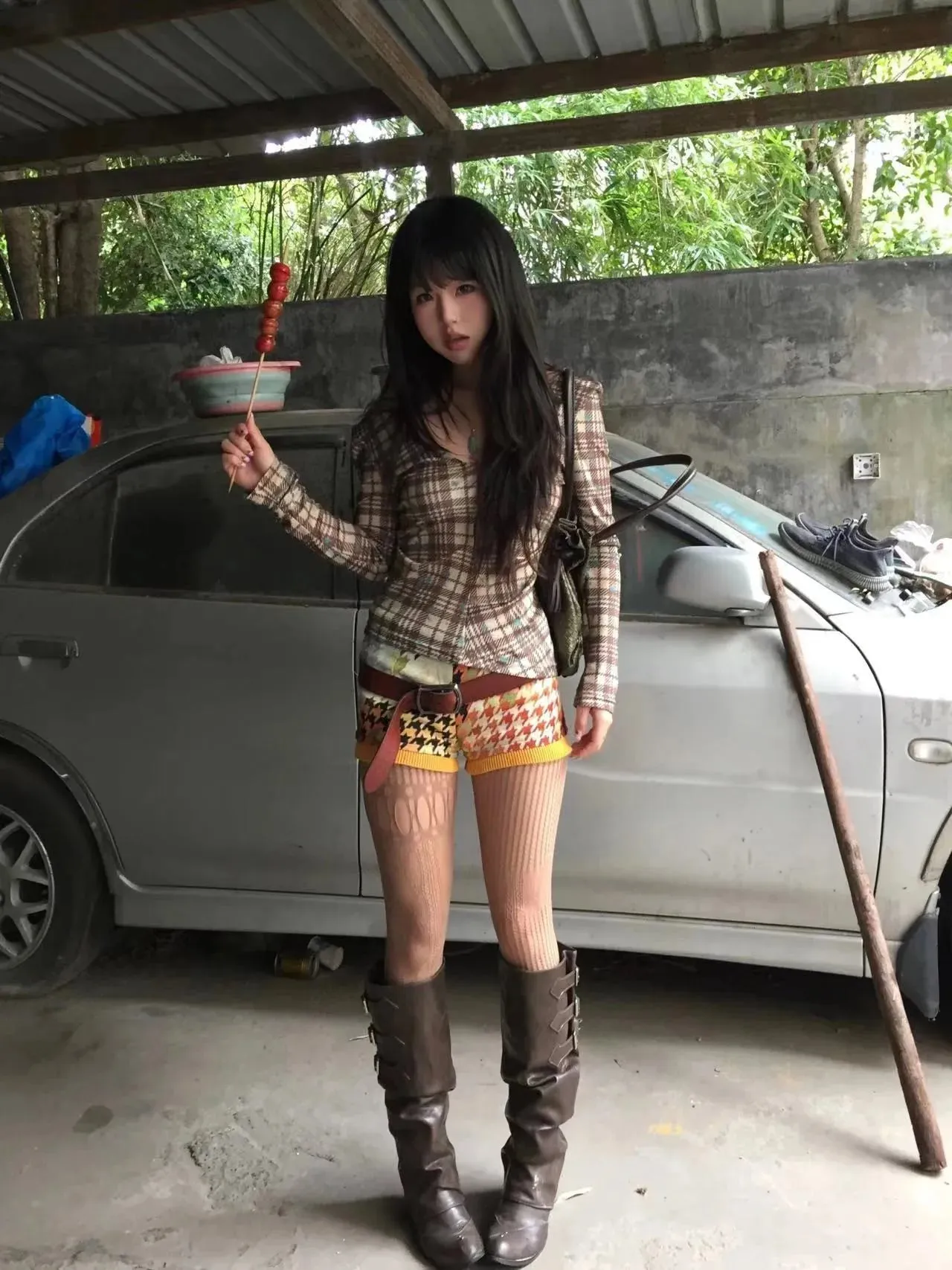 Y2K Plaid Blouse Top