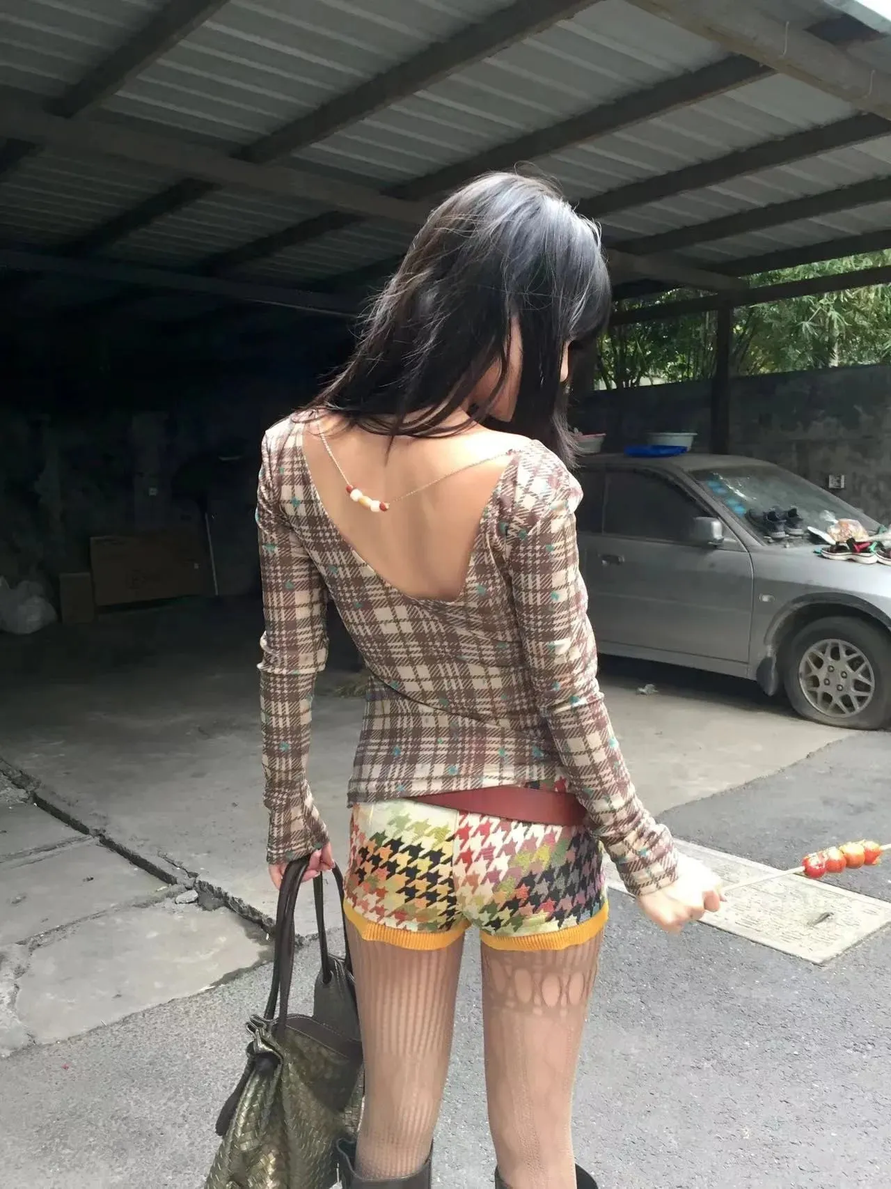 Y2K Plaid Blouse Top