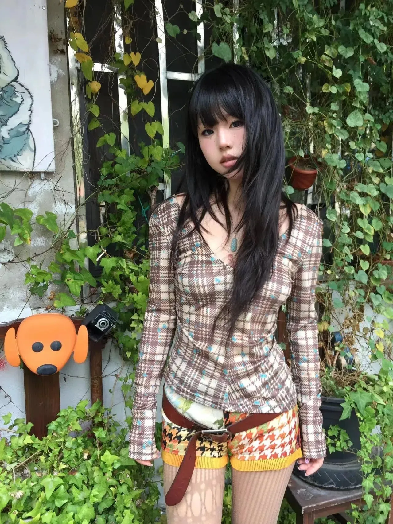 Y2K Plaid Blouse Top