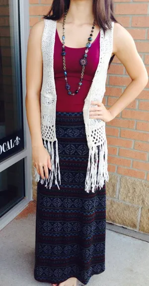 Yahada | Aztec Print Maxi Skirt