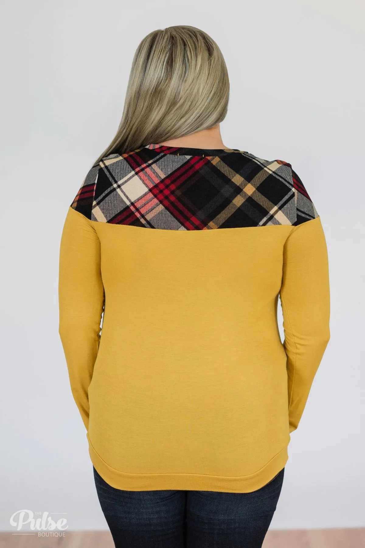 Yellow & Plaid Long Sleeve Top