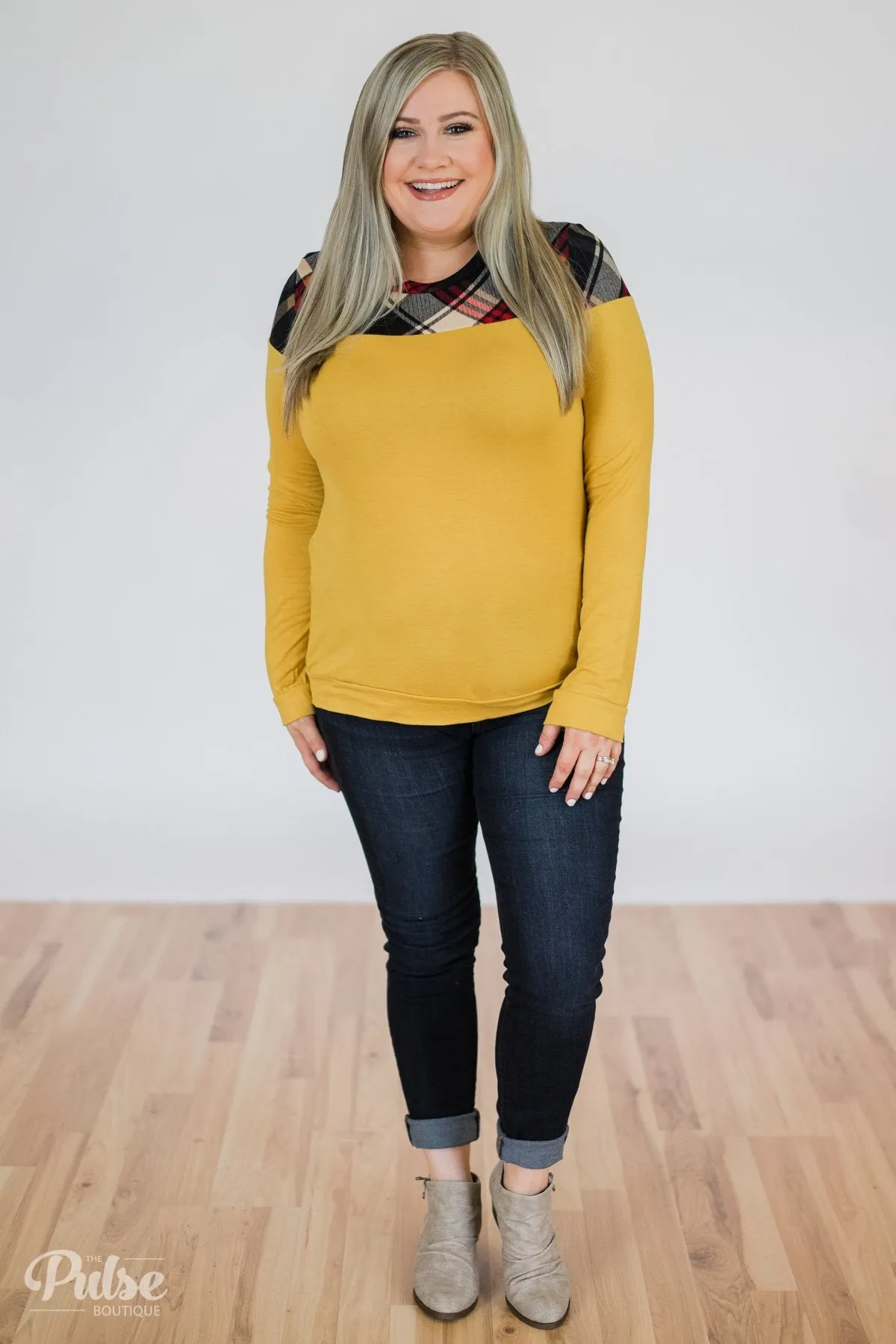Yellow & Plaid Long Sleeve Top