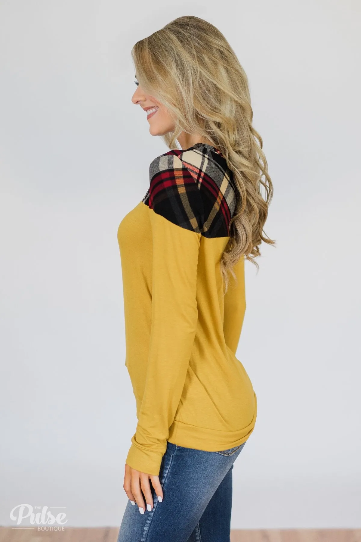 Yellow & Plaid Long Sleeve Top