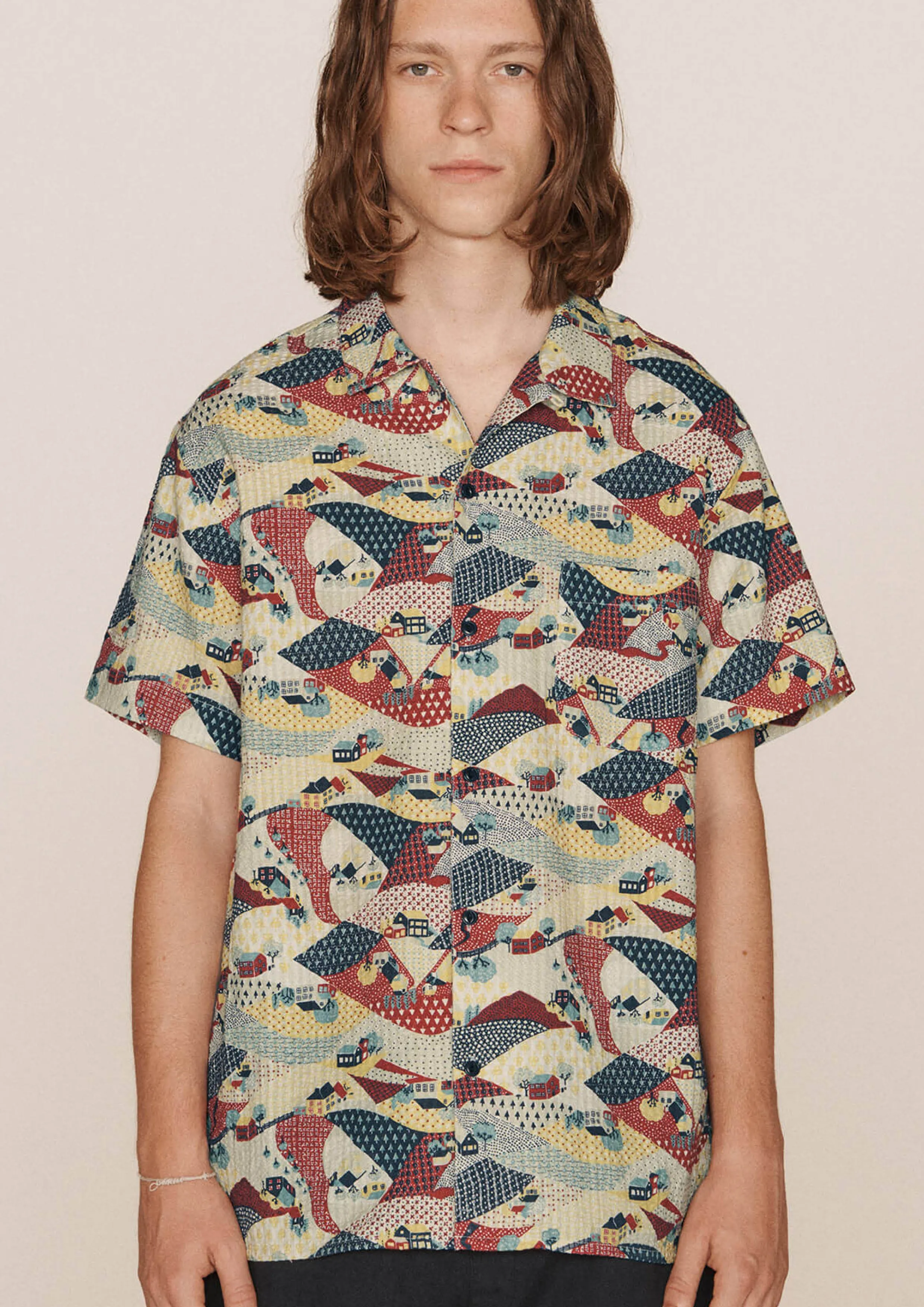 YMC - MALICK COTTON SEERSUCKER COMMUNE PRINT SHIRT MULTI