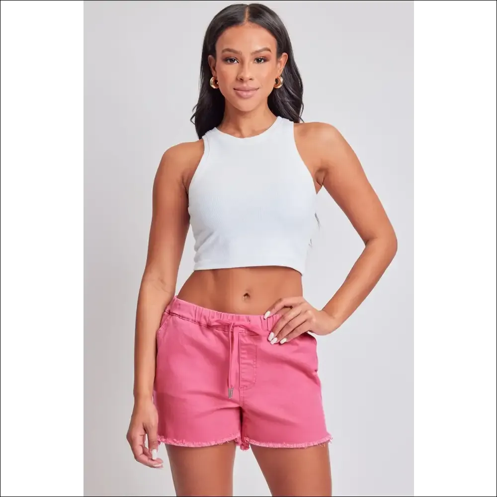 YMI Drawstring Raw Hem Shorts - Trendy & Chic
