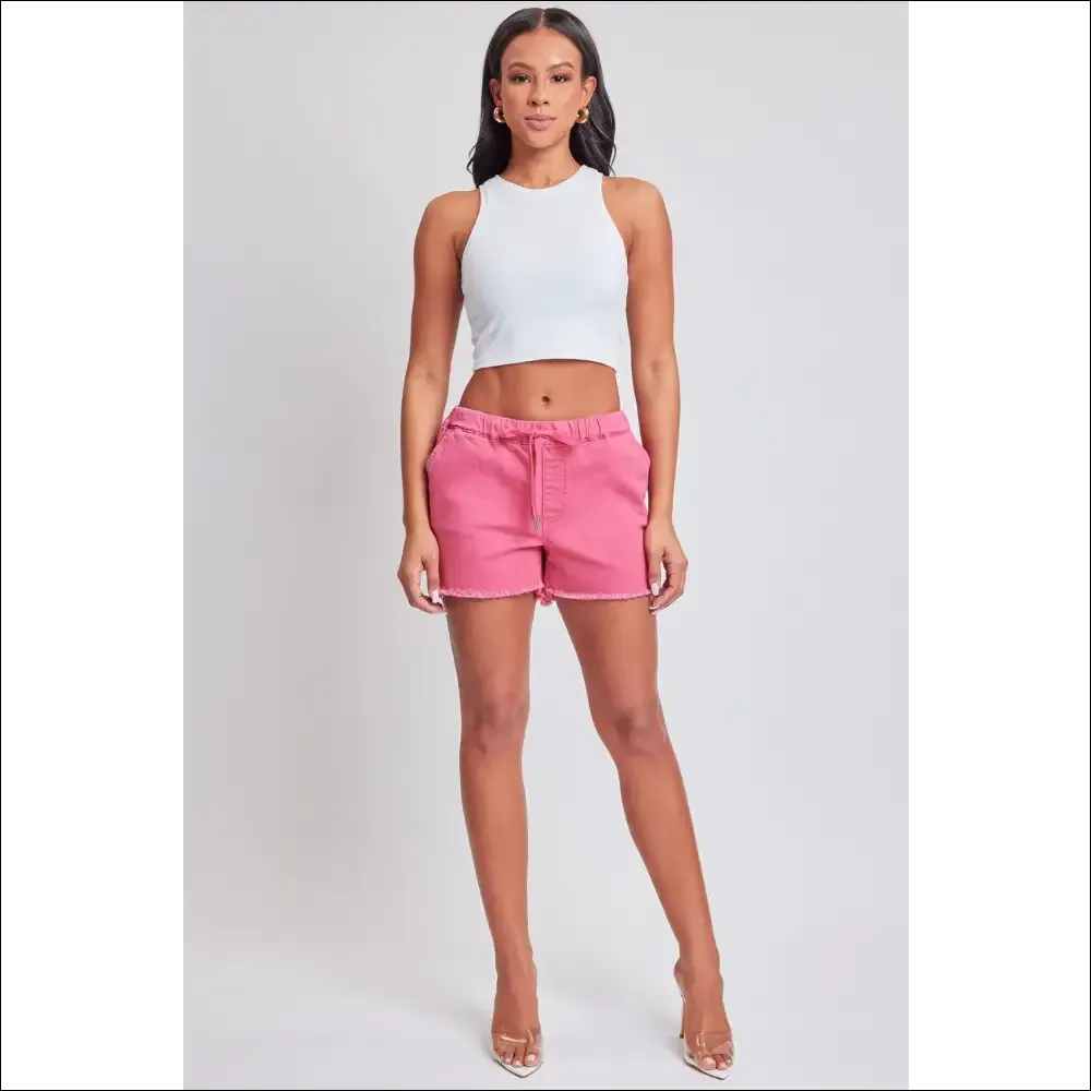 YMI Drawstring Raw Hem Shorts - Trendy & Chic