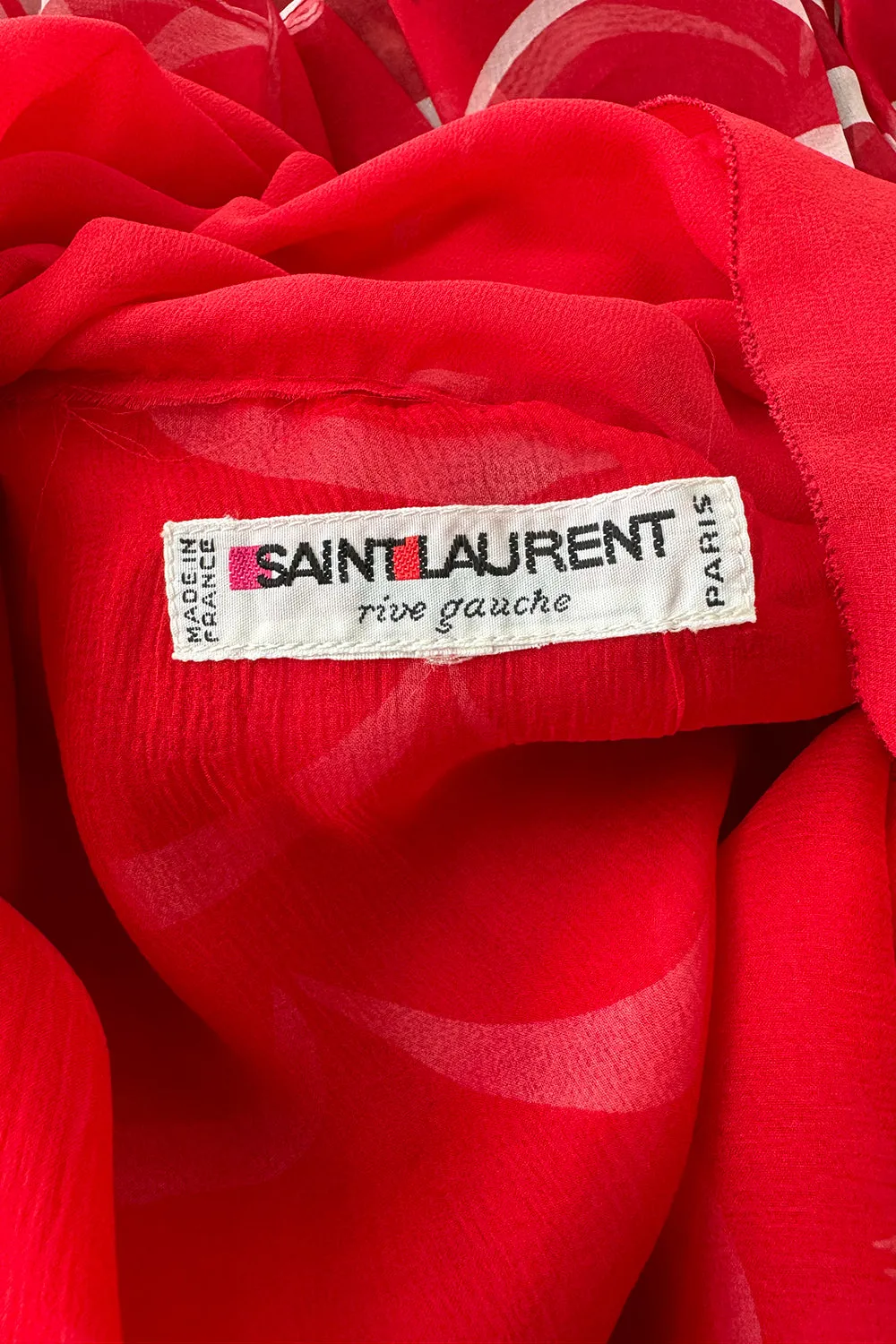 Yves Saint Laurent Spring 1980 Red Silk Organza - to 15" W
