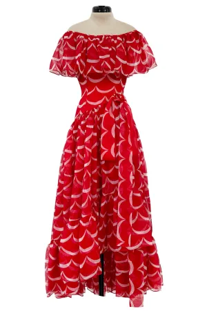 Yves Saint Laurent Spring 1980 Red Silk Organza - to 15" W