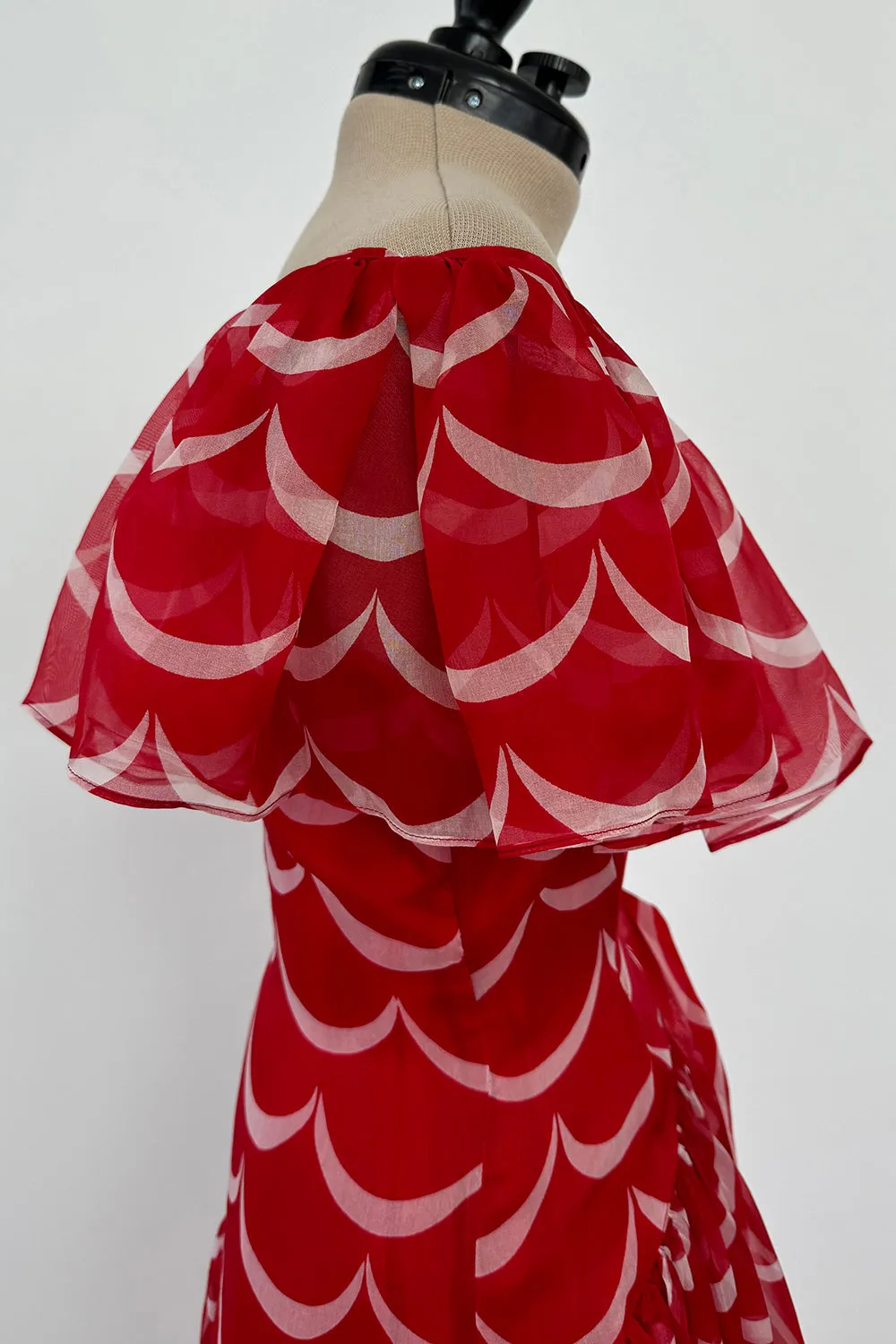 Yves Saint Laurent Spring 1980 Red Silk Organza - to 15" W