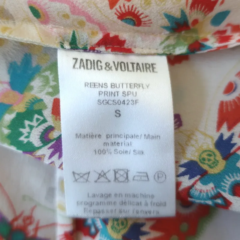 Zadig & Voltaire Reens Butterfly Dress Ecru Ruffled Silk Size Small