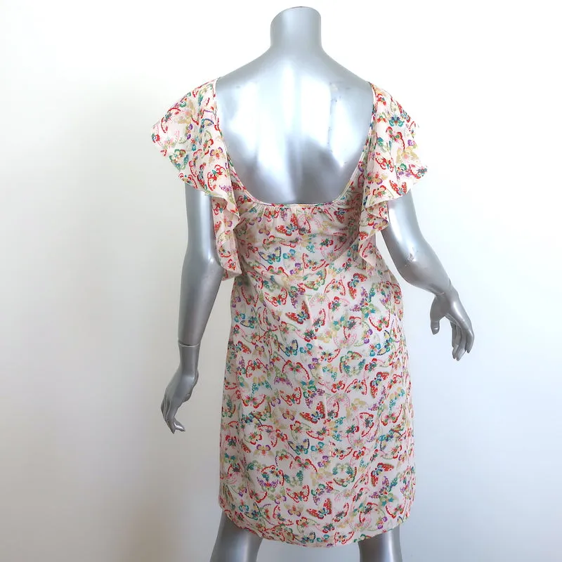 Zadig & Voltaire Reens Butterfly Dress Ecru Ruffled Silk Size Small