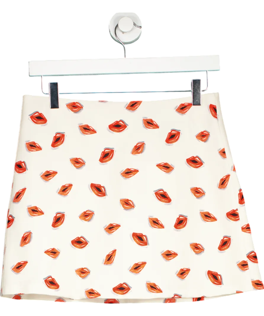 ZARA Cream Lips Print Skirt UK S