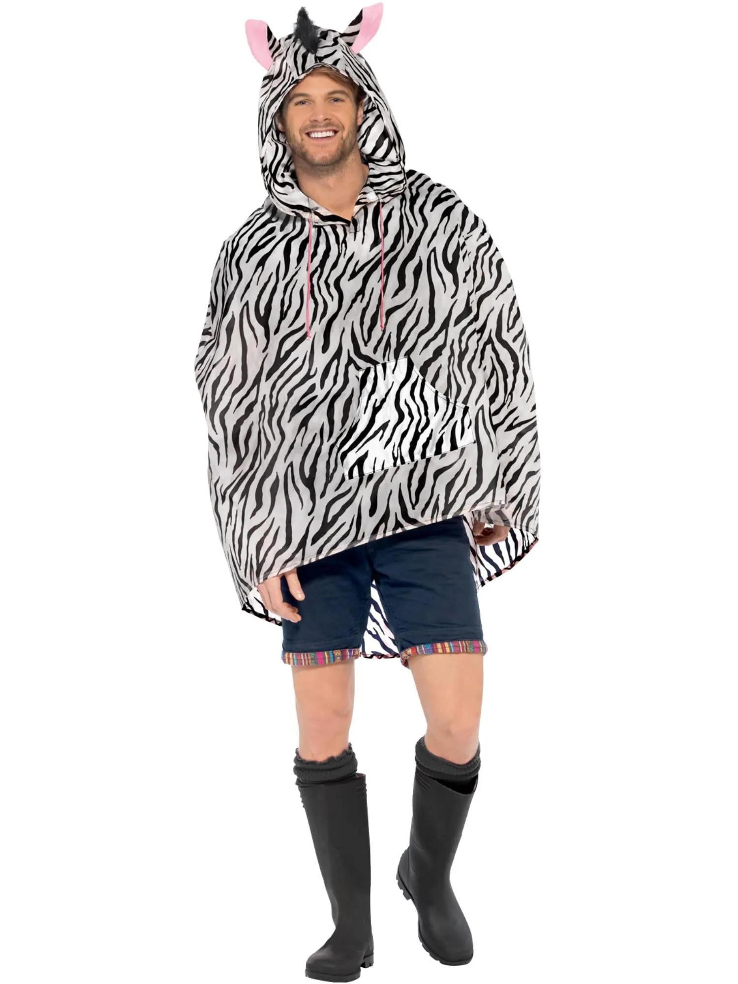 Zebra Party Poncho, Black & White  Wholesale