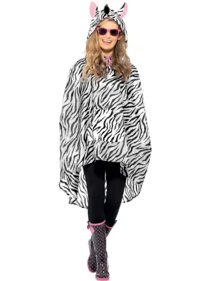 Zebra Party Poncho, Black & White  Wholesale