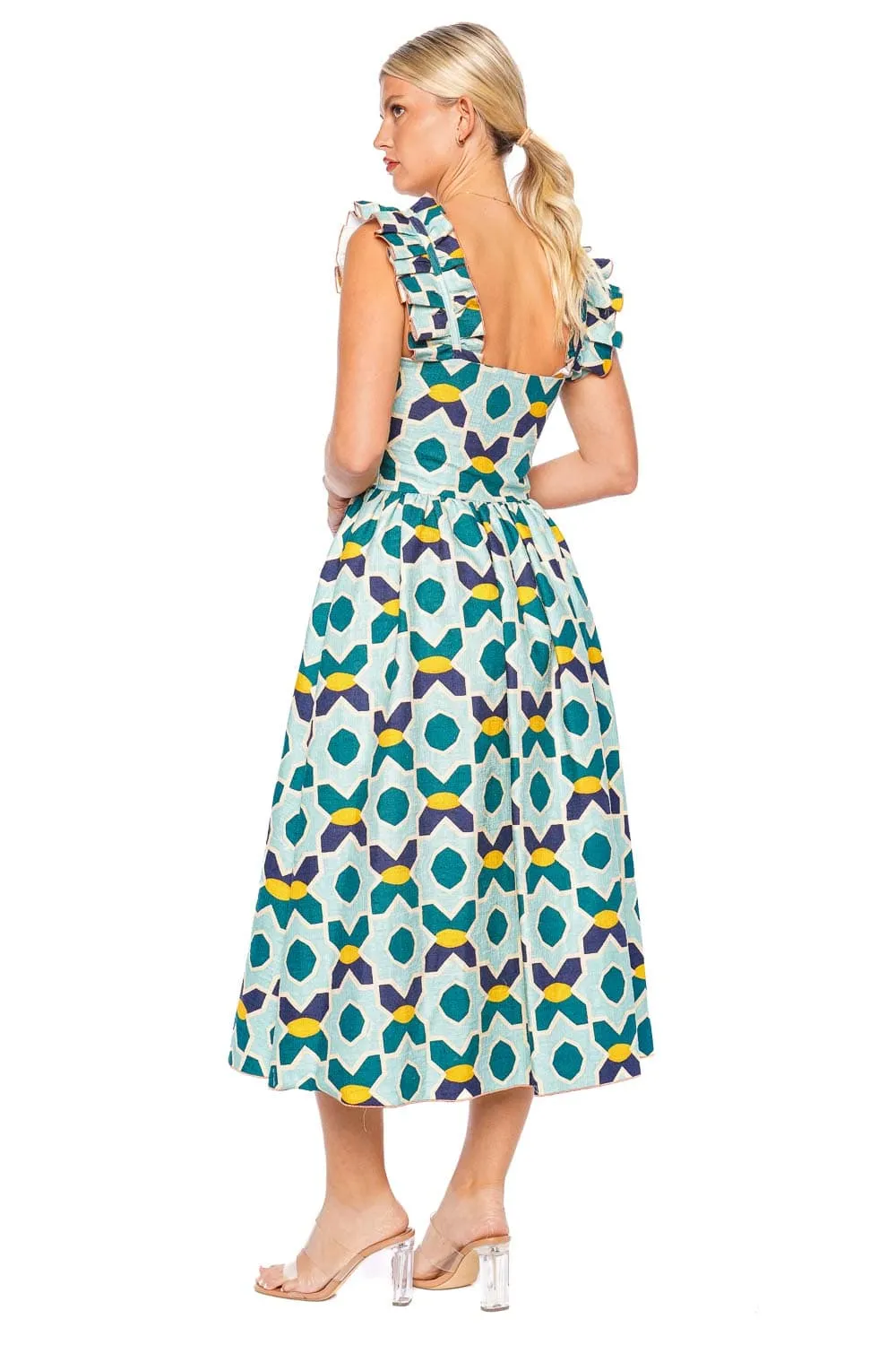 Zeta Plaza Ruffled Midi Dress