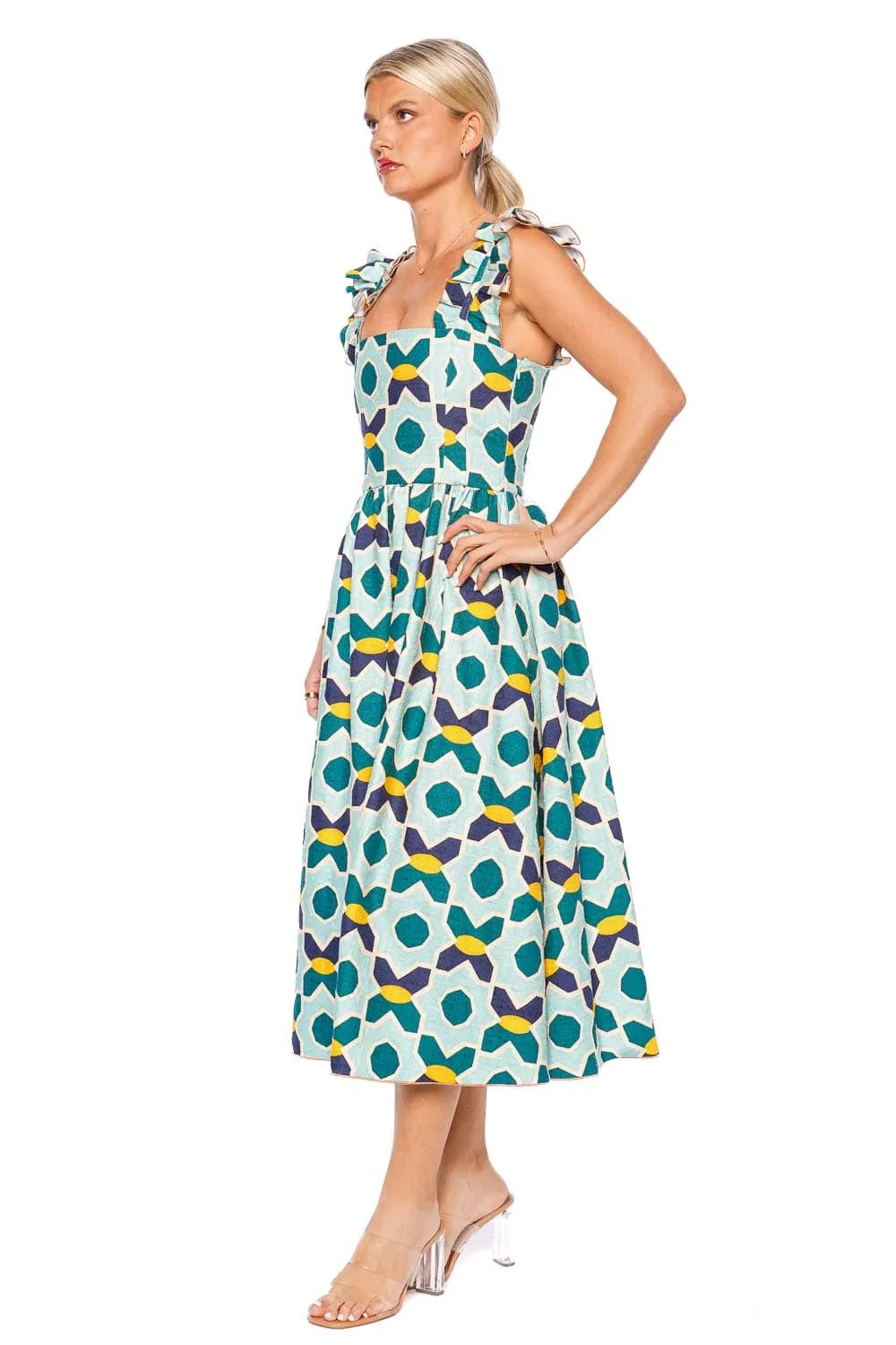 Zeta Plaza Ruffled Midi Dress