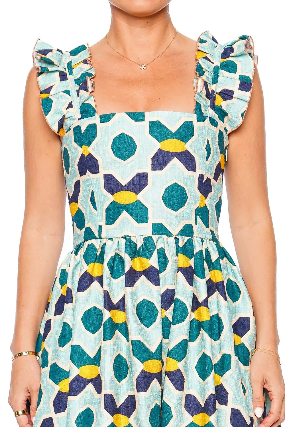 Zeta Plaza Ruffled Midi Dress