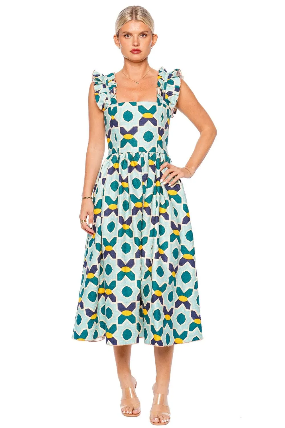 Zeta Plaza Ruffled Midi Dress